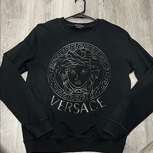 Versace Black Crewneck Sweater with Medusa Design